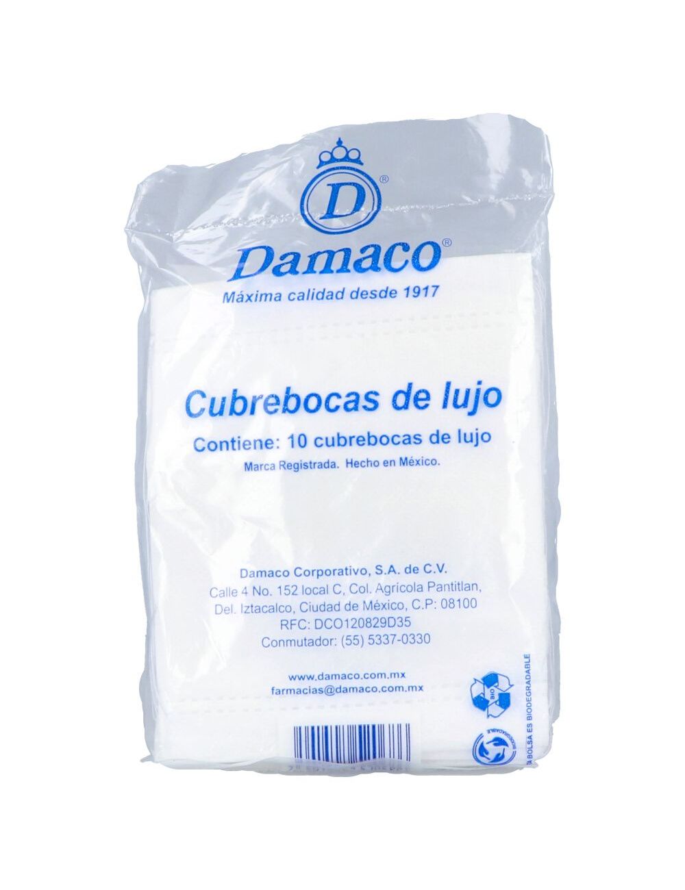 CUBREBOCAS DAMACO LUJO C/10