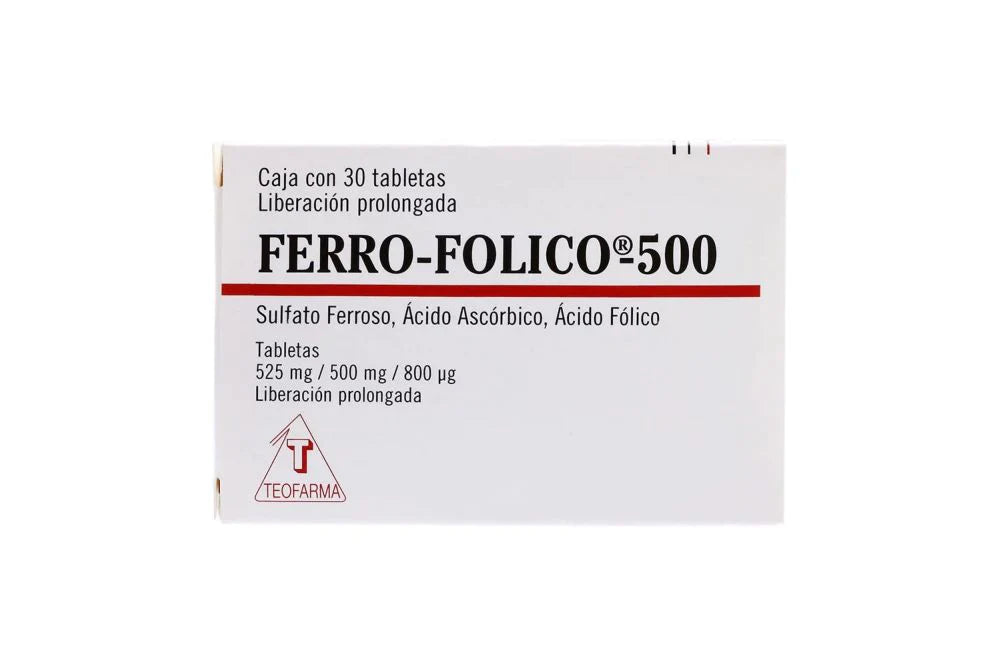 FERRO FOLICO 500MG TAB C30
